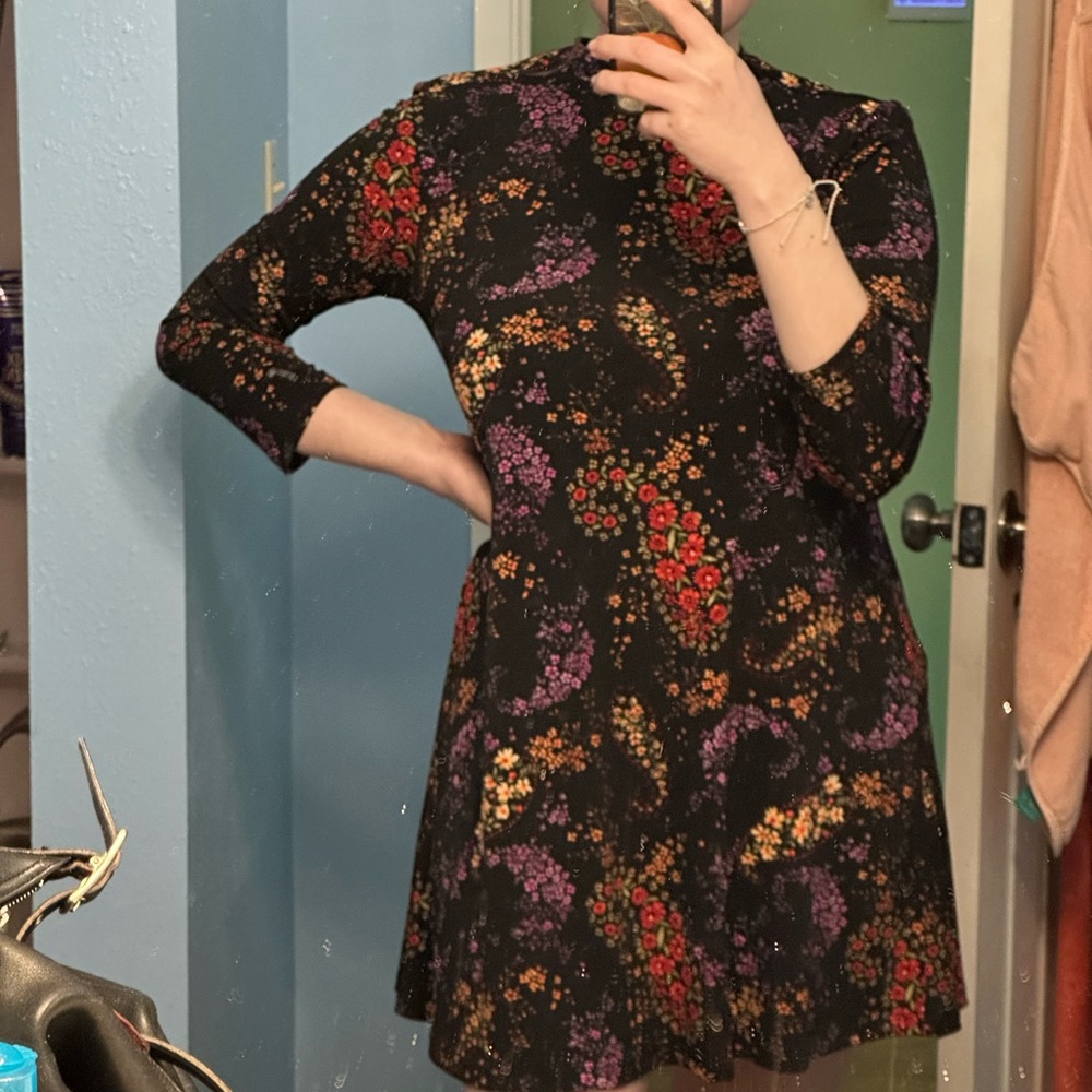 Floral Paisley Black Dress